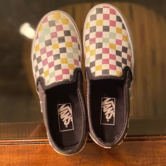 sparkle checkered vans